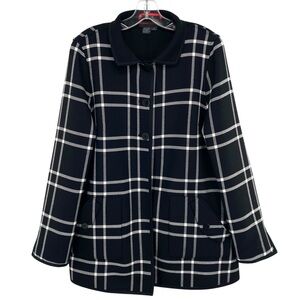 Nina Mclemore Black and White Wool Blend Coat Swing Car Coat